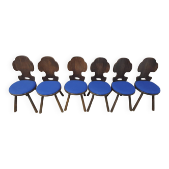 Lot of 6 vintage brutalist chairs from the 1970s.