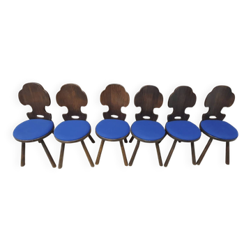 Lot of 6 vintage brutalist chairs from the 1970s.