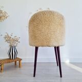 Vintage barrel furry chair with compass legs