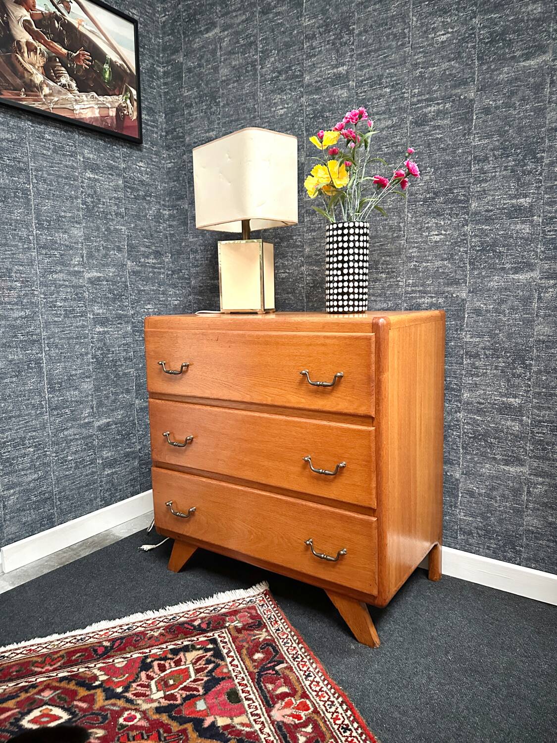 Vintage compass foot chest of drawers