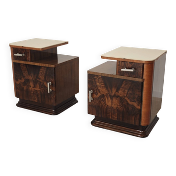 Pair of bedside tables by Jindrich Halabala for Up Zavody art deco 1950