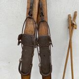 Wooden ski and its sticks