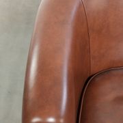Set of 2 cognac-coloured cow leather club armchairs in English style