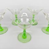 Ensemble de six verres à pied Art Déco, Tchécoslovaquie