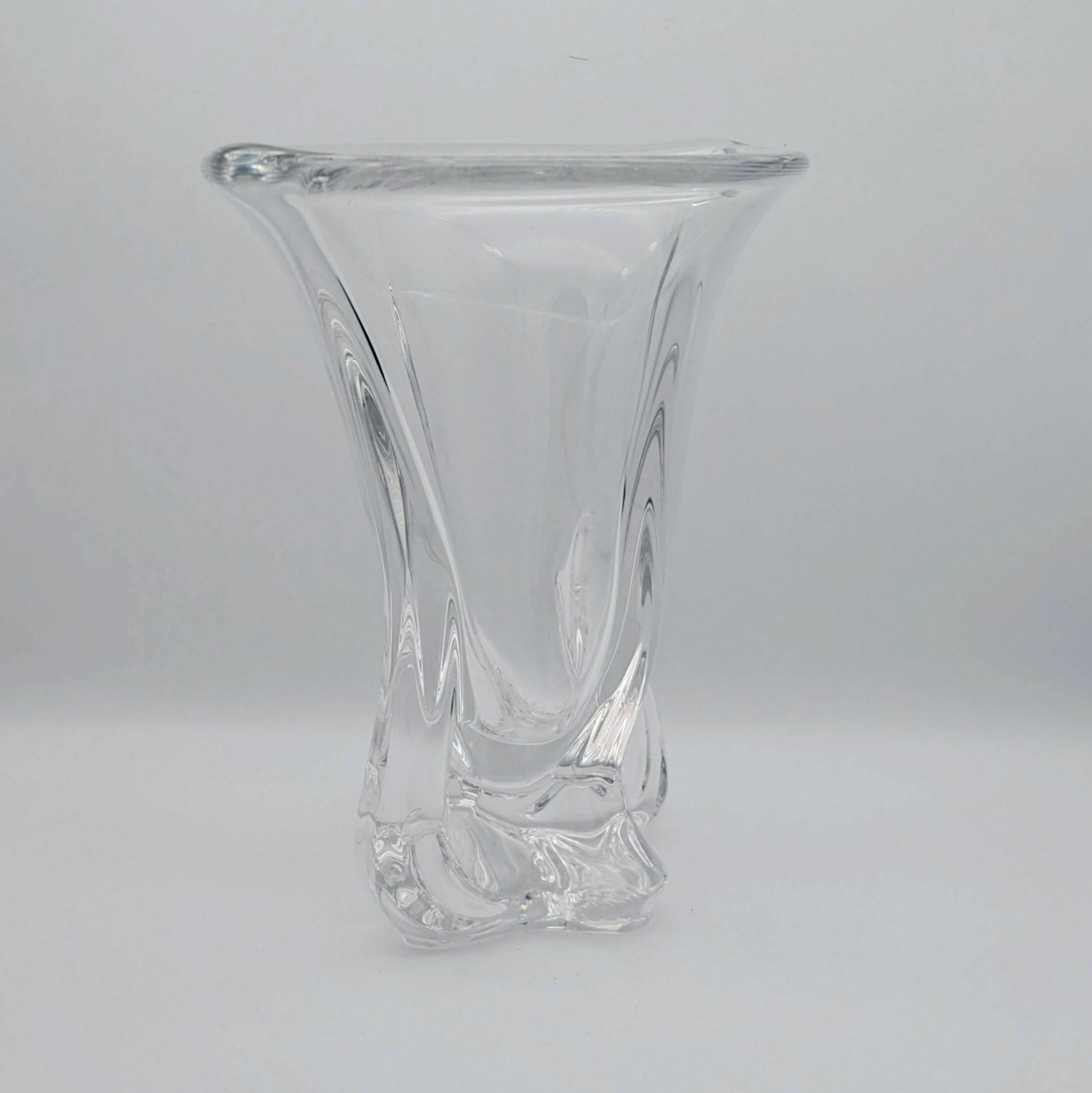 Art Vannes France - Large Sculptural Free-Form Vase - Solid Crystal 1950