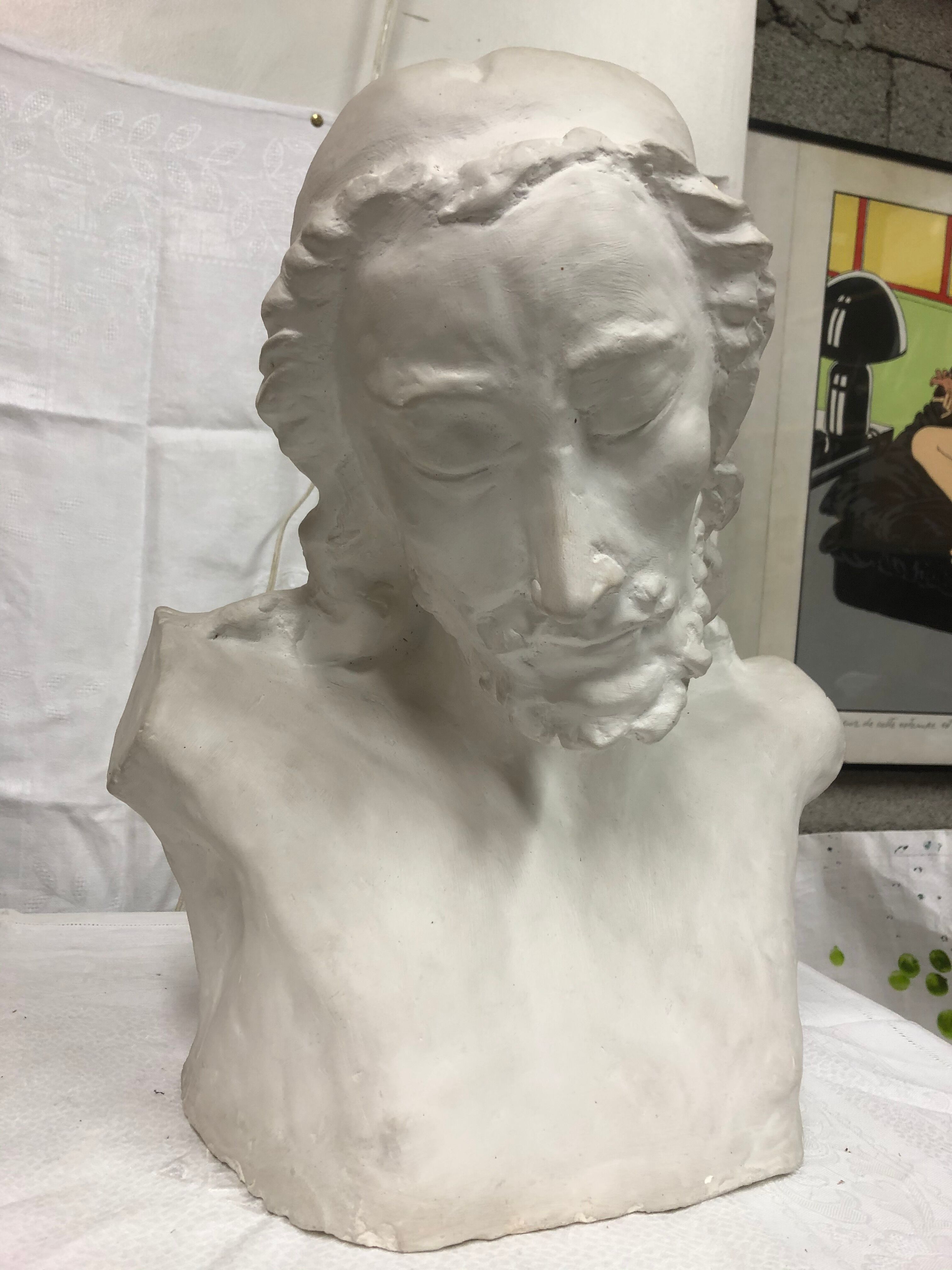 statue bust bearded man in plaster