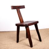 Set of 4 Scandinavian chairs in solid Elm, model T in the style of Olavi Hannin.