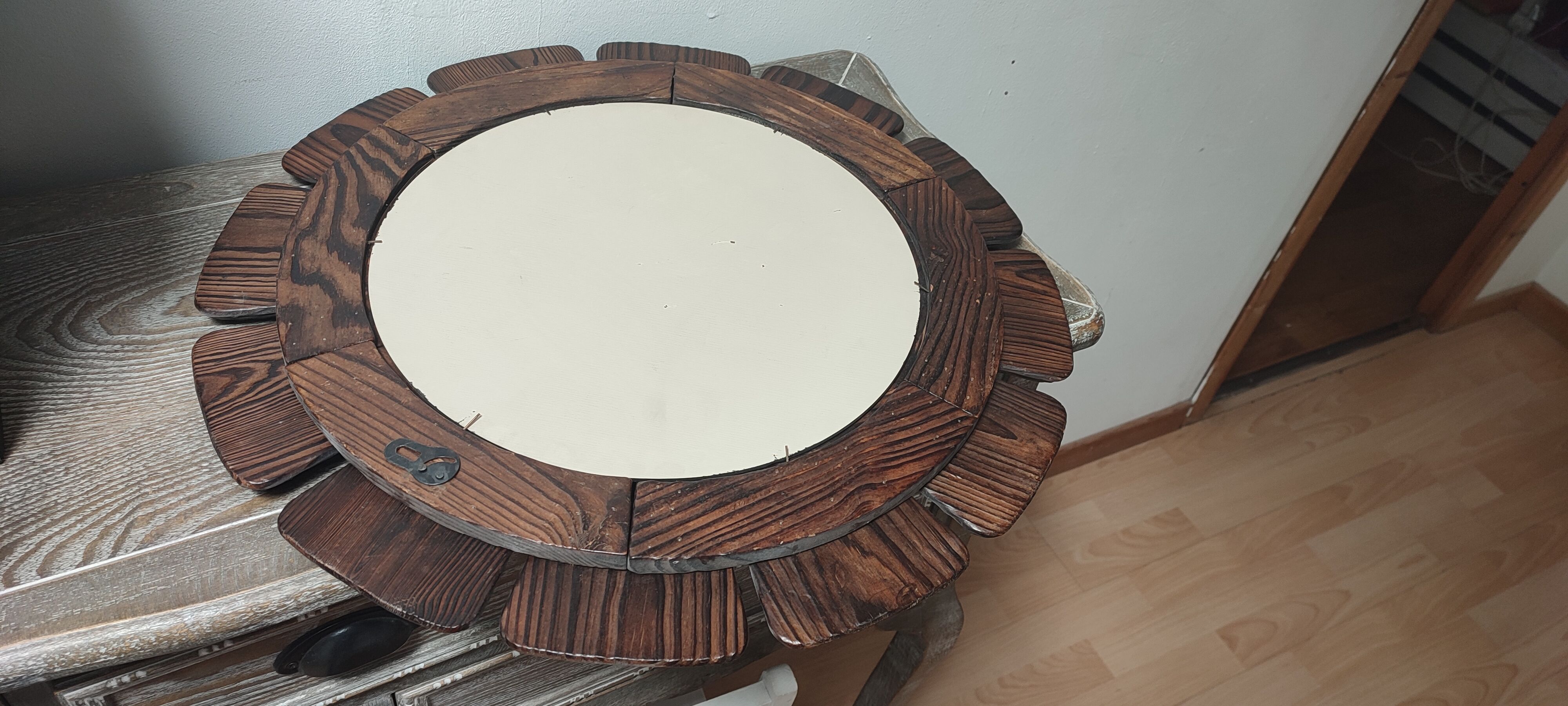 Wooden mirror 60s 52cm