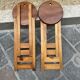 Pair of Adrian Reed Suzy folding stool seats in blond pine, 1970