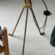 Vintage Italian Brass Floor Lamp in the style of Stilnovo, three legs, opaline
