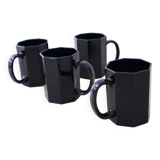4 black "Octime" Arcoroc mugs