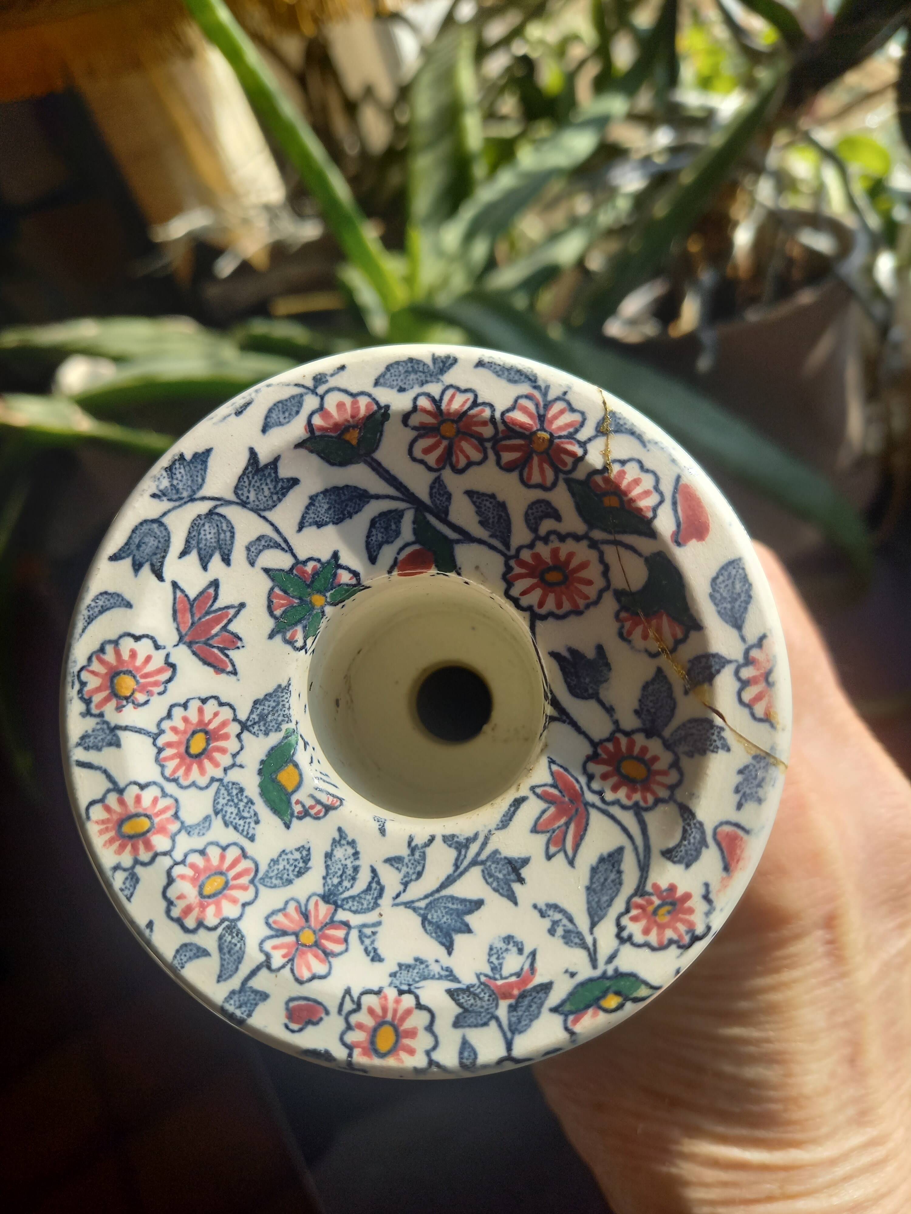 Gien earthenware lamp base, vintage Cachemire model