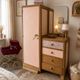 Asymmetrical floral wardrobe, natural oak & powder pink