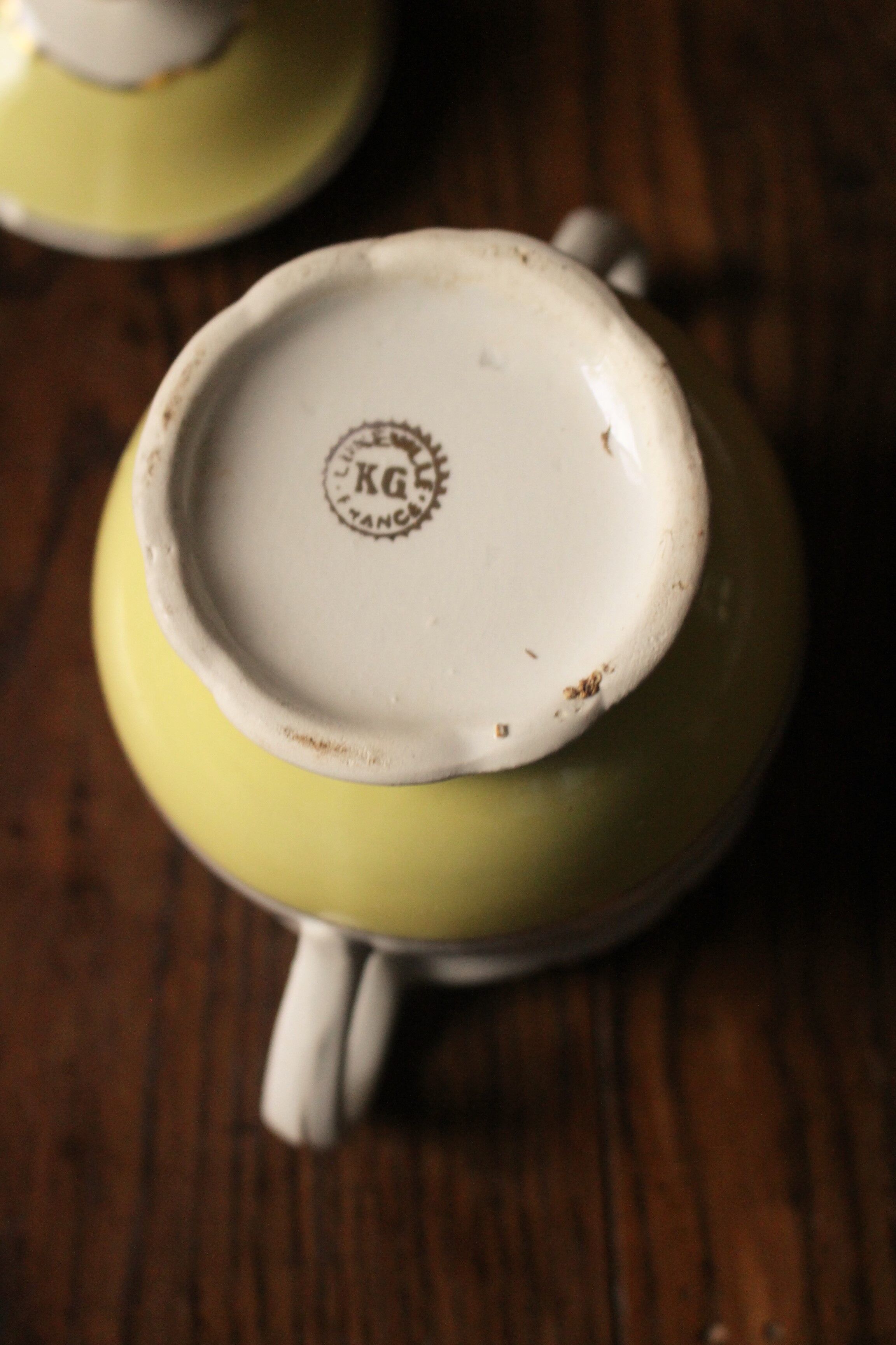 Sugar bowl Lunéville Yellow Gilding Pink flowers