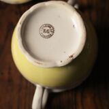 Sugar bowl Lunéville Yellow Gilding Pink flowers