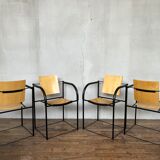 Series of 4 chairs minimalist 1980 design italy