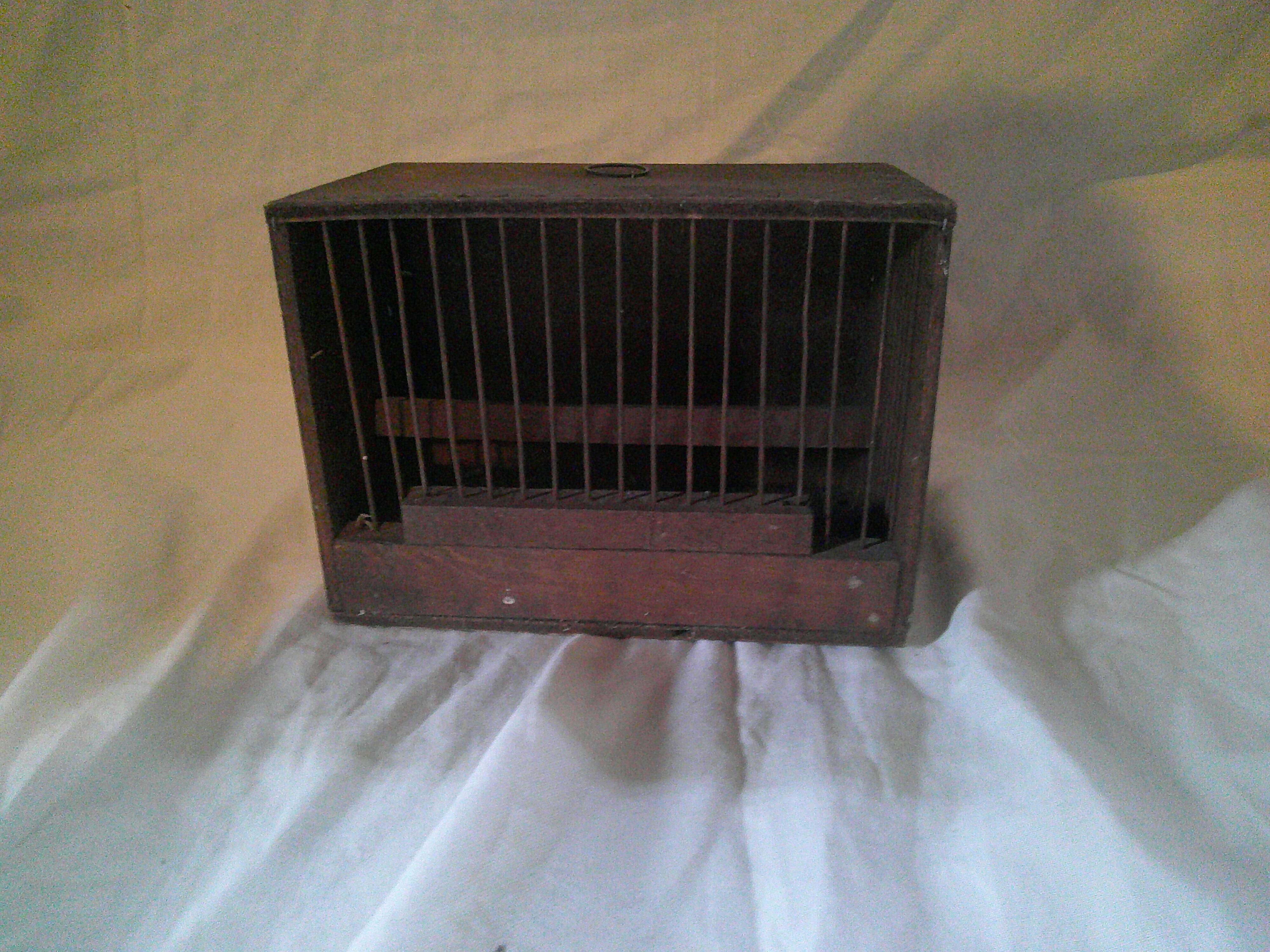 Antique small wooden bird transport cage
