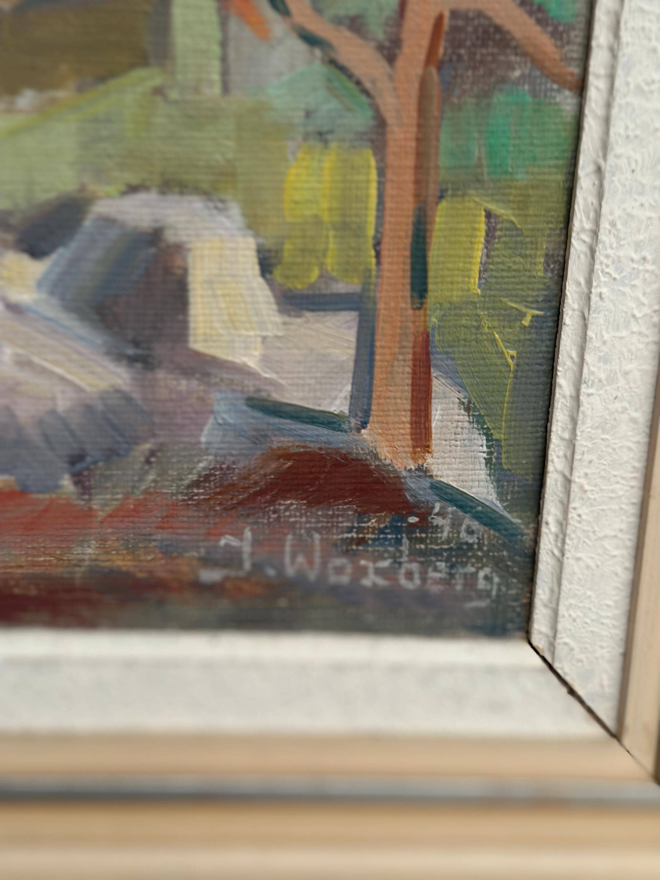 Swedish Oil On Panel "Autumn landscape" by J. Woxberg