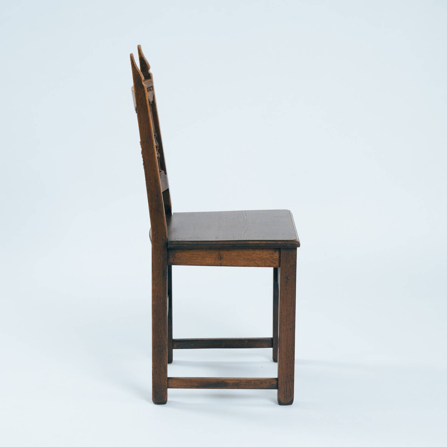 Spanish carved walnut wooden dining chairs, 1970s