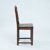 Spanish carved walnut wooden dining chairs, 1970s