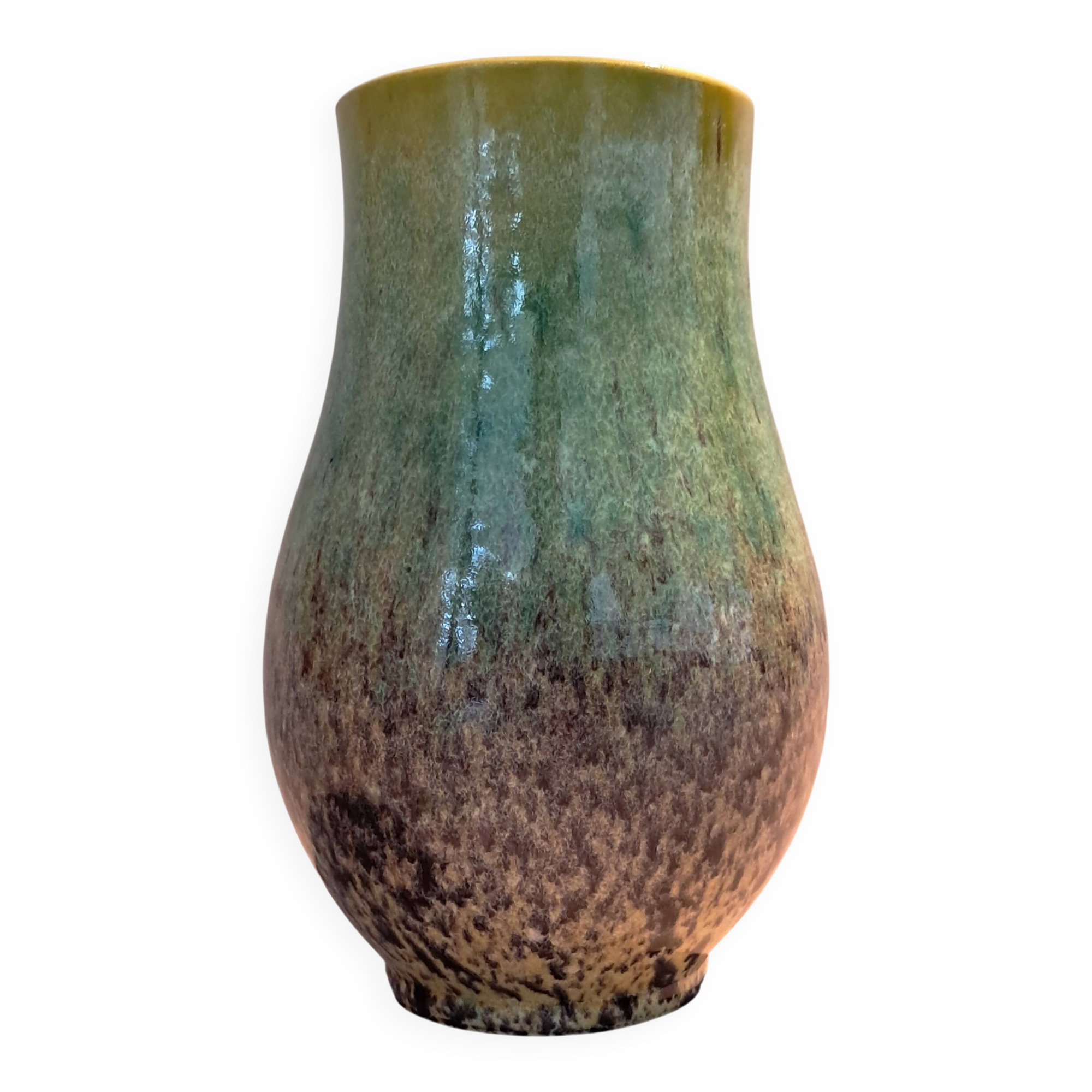 Multicoloured ceramic vase by Accolay, signed 1950/1960.