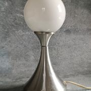 Brushed stainless steel and glass lamp from the 70s