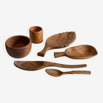 Set of vintage wooden cups