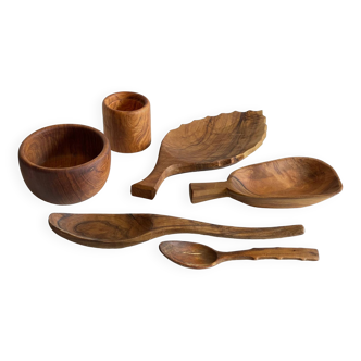 Set of vintage wooden cups