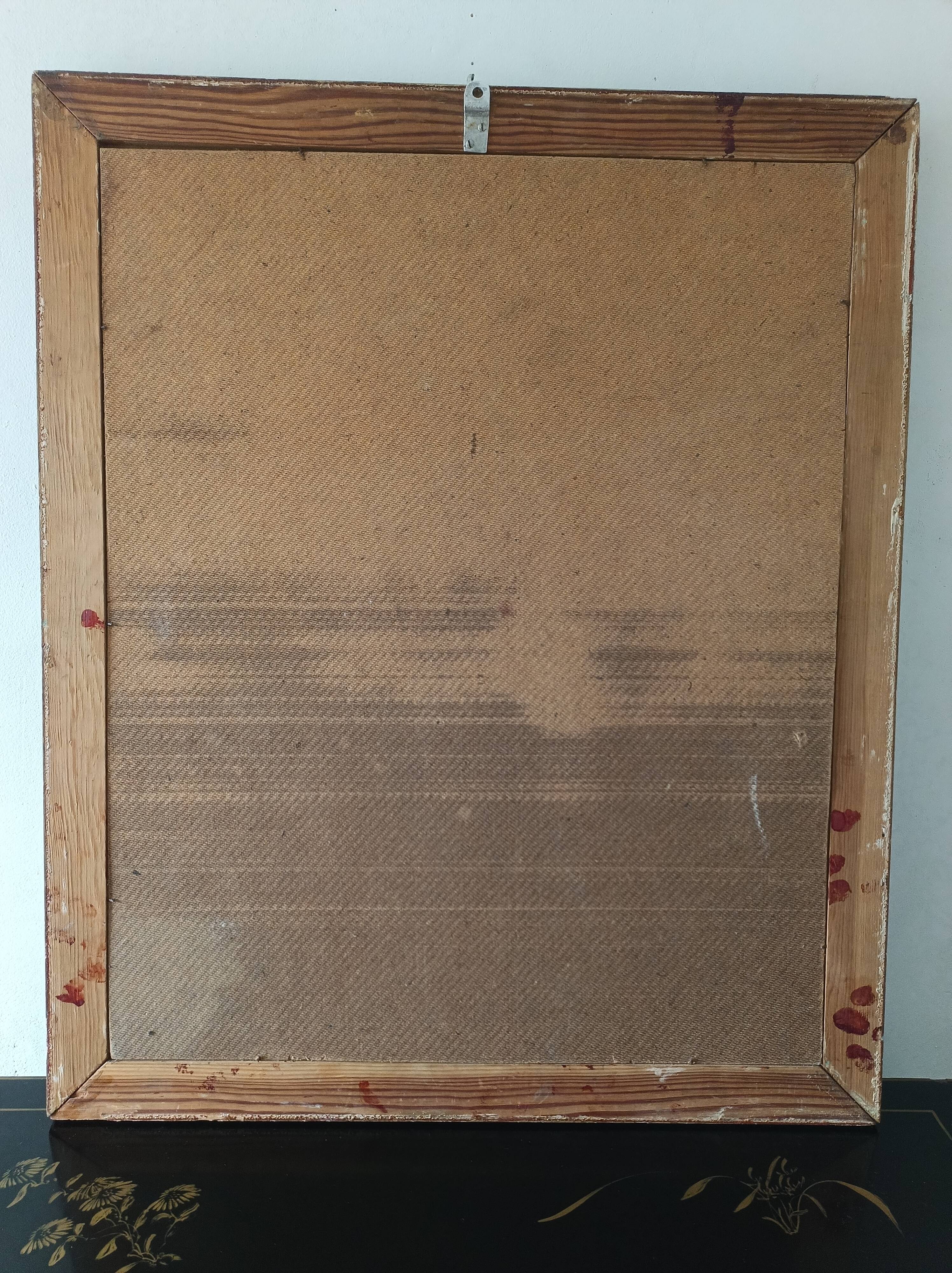 Painting framed under glass