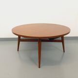 Large round vintage Scandinavian coffee table Smorrebrod by Arne Vodder, extendable into a dining table