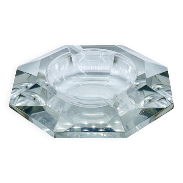 Vintage Cut Glass Ashtray, Diamond Shape, Clear Crystal, Mid Century Modern