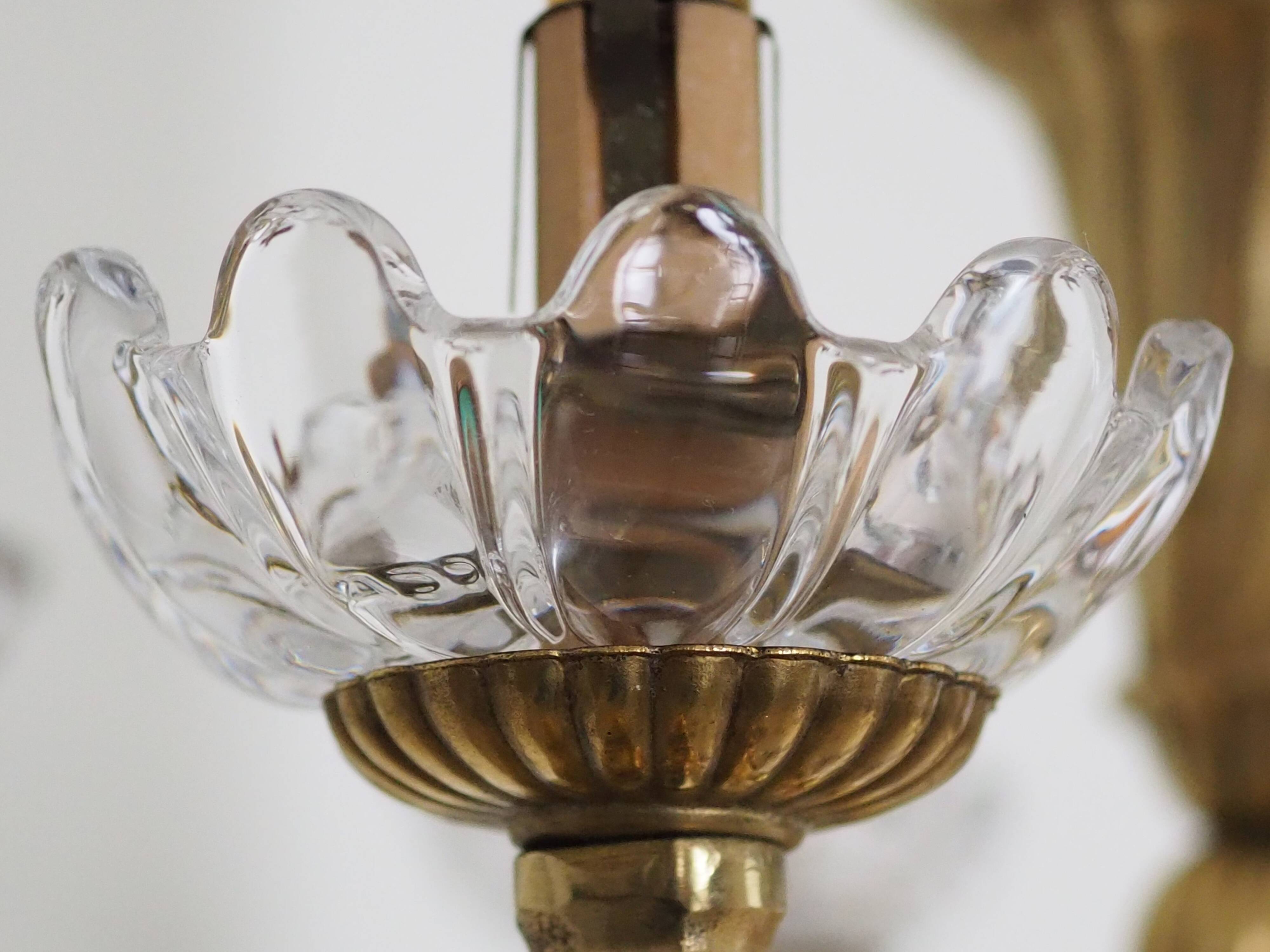 Solid bronze chandelier with crystal pendants and candle holders - Lucien GAU