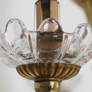 Solid bronze chandelier with crystal pendants and candle holders - Lucien GAU