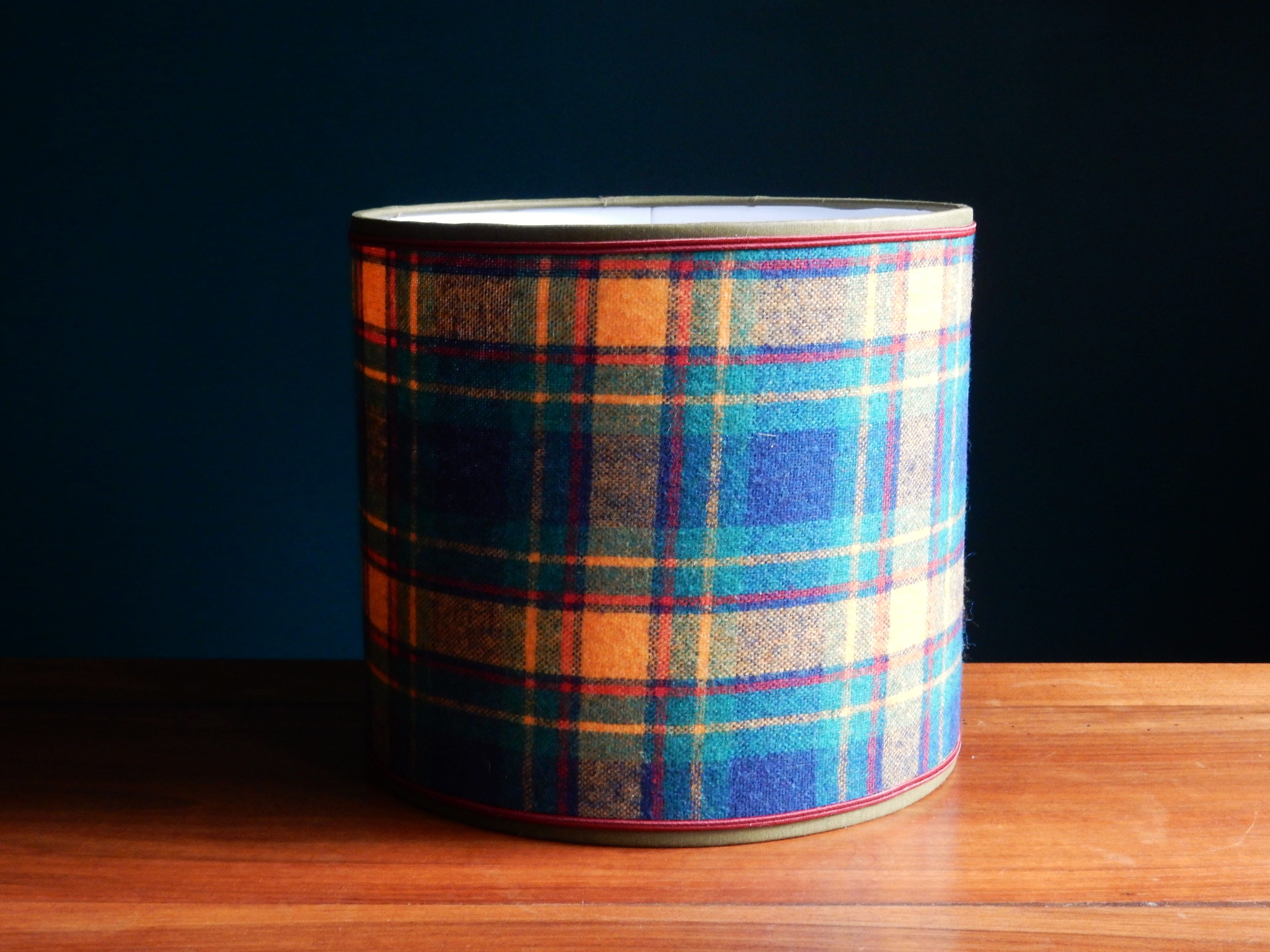 Yellow and green Scottish wool tartan lampshade