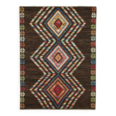 Tapis tribal unique en laine marron noué à la main, 173 cm x 238 cm