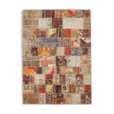5x8 Handknotted Red Turkish Patchwork Rug, 242x173Cm