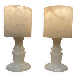 Paire de lampes en albâtre