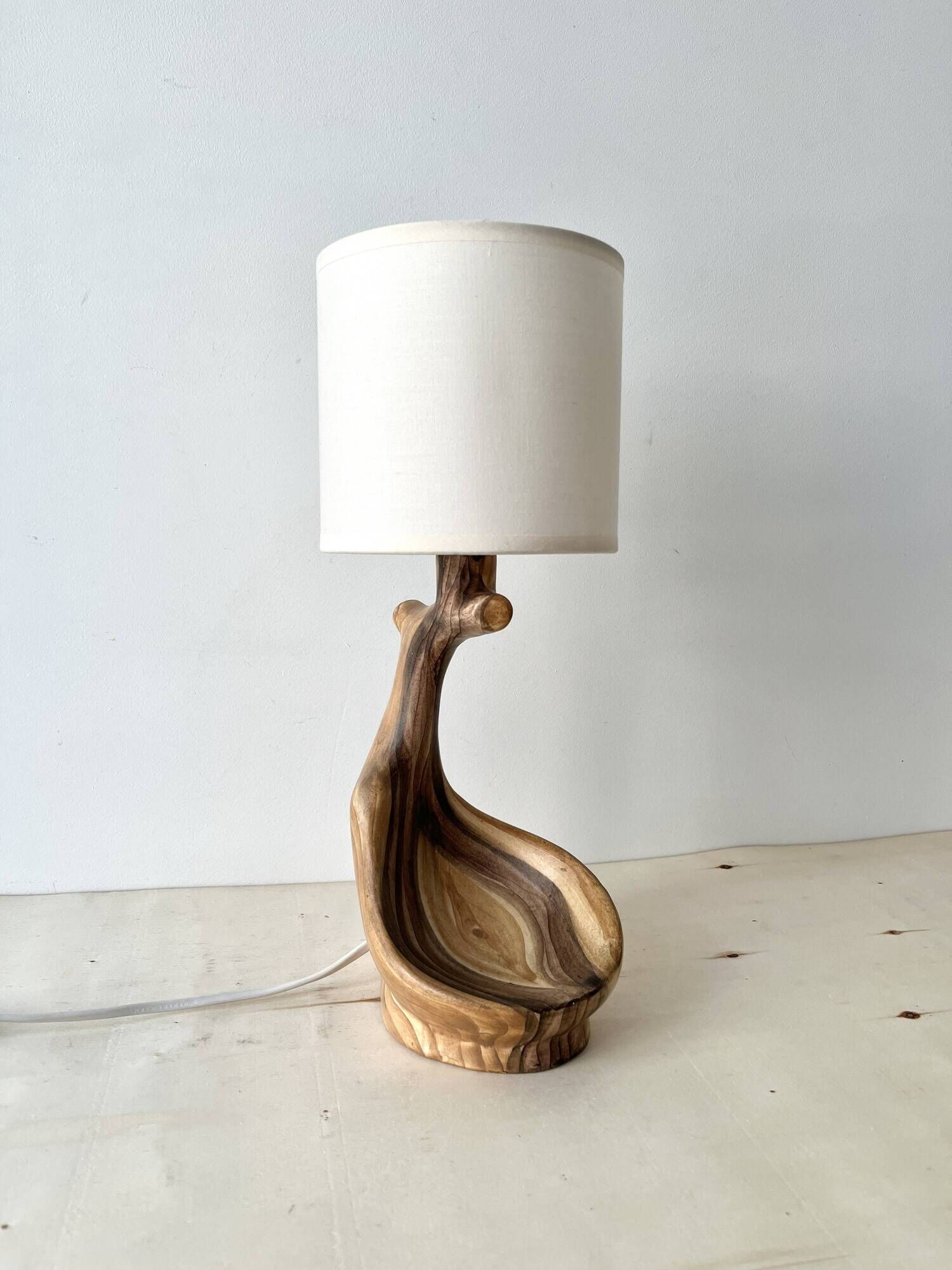 Vallauris lamp by Grandjean Jourdan 1950, vintage faux bois ceramic