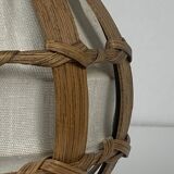 Set of 2 Danish large wood veneer and fabric wall sconces, 1970s