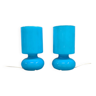 Paire de lampes vintage Ikéa Lykta bleues