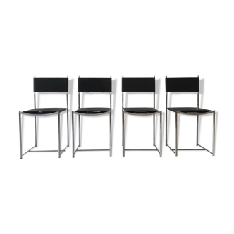 Ensemble de 4 chaises Accueil Leather Spaghetti Chairs Giandomenico Belotti pour Alias 1980s