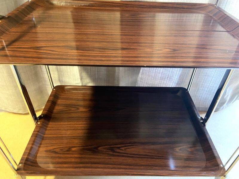 Antique & Vintage Side Table Folding Rolling Serving Cart Bar Design