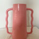 Handmade abstract pink ceramic vase with wavy handmade handmade
