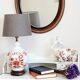 Pied de lampe décor fleuri vintage des années 60