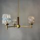 Mid Century Modern 3-light wood and glass chandelier