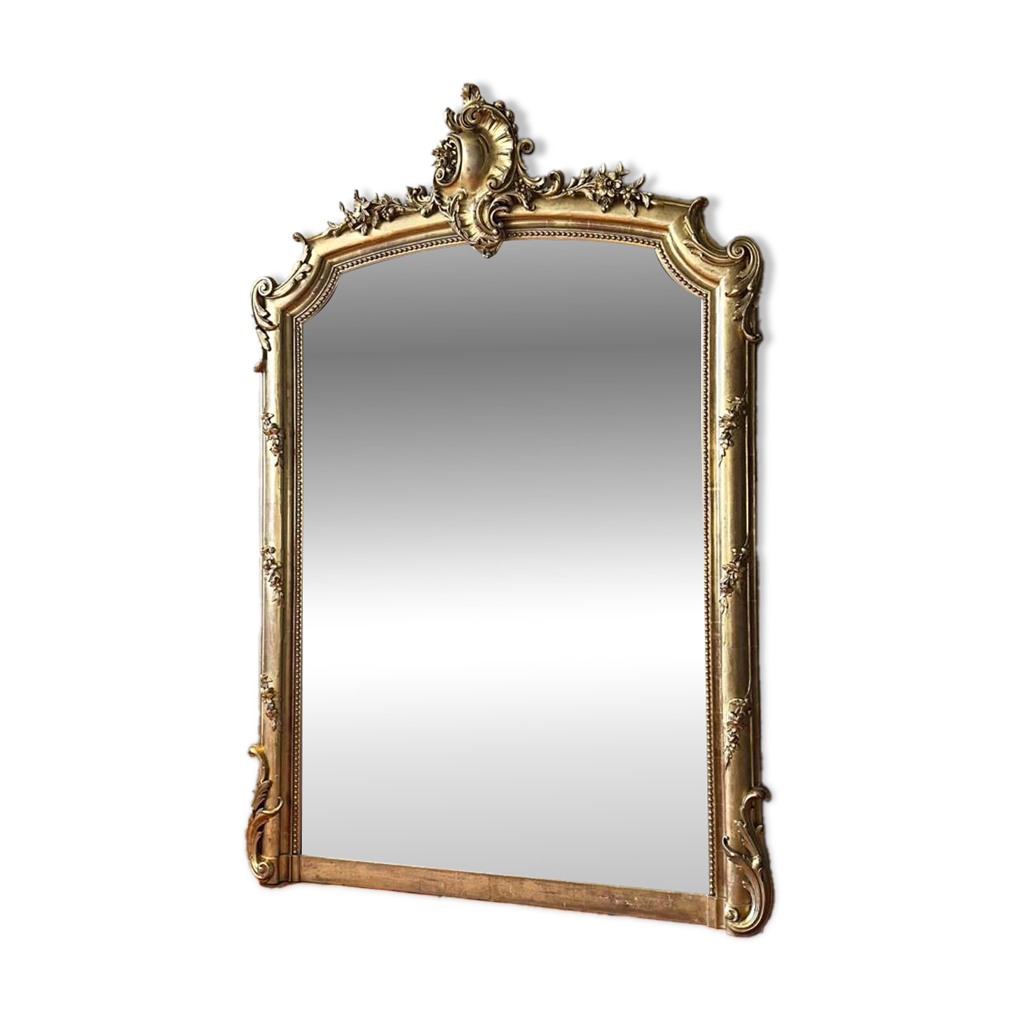 Antique mirror with pediment, 19th century