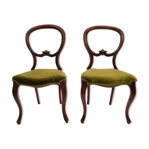 Paire de chaises Louis - velours vert