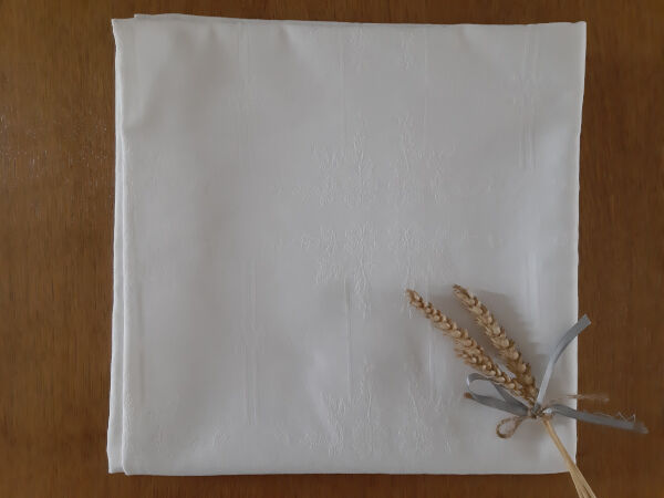 Embroidered damask square sheet