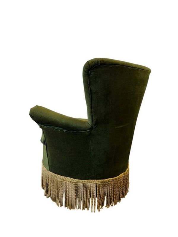 Fauteuil cocktail vintage vert mousse avec franges