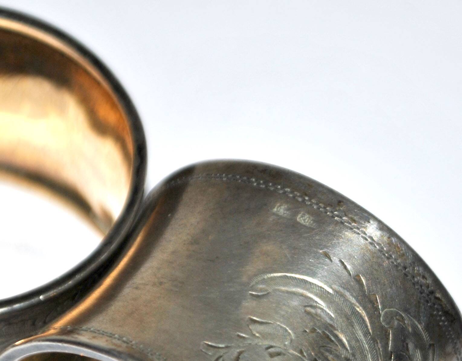 Set of 2 antique napkin rings in 800 Solid SILVER - monogrammed ring